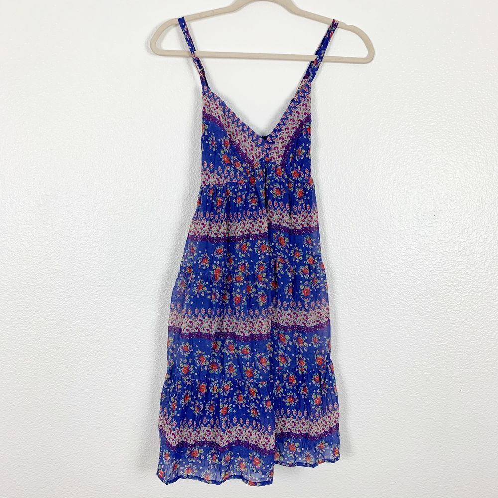 Mossimo Blue Floral Spaghetti Strap Summer Dress S - Picture 1 of 7